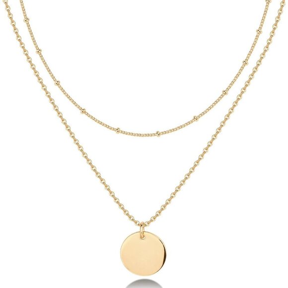 14K Gold Plated Layering Necklaces | Stylish Minimalist Design Pendant Necklaces - Picture 1 of 4